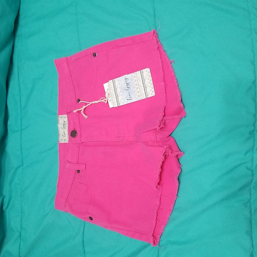 Hot pink jean shorts